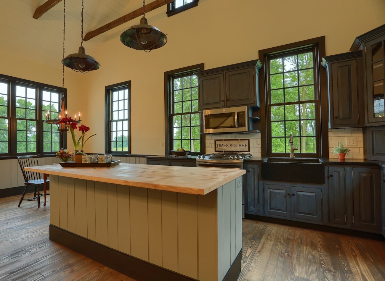 Kitchen with center island in an olde bulltown home