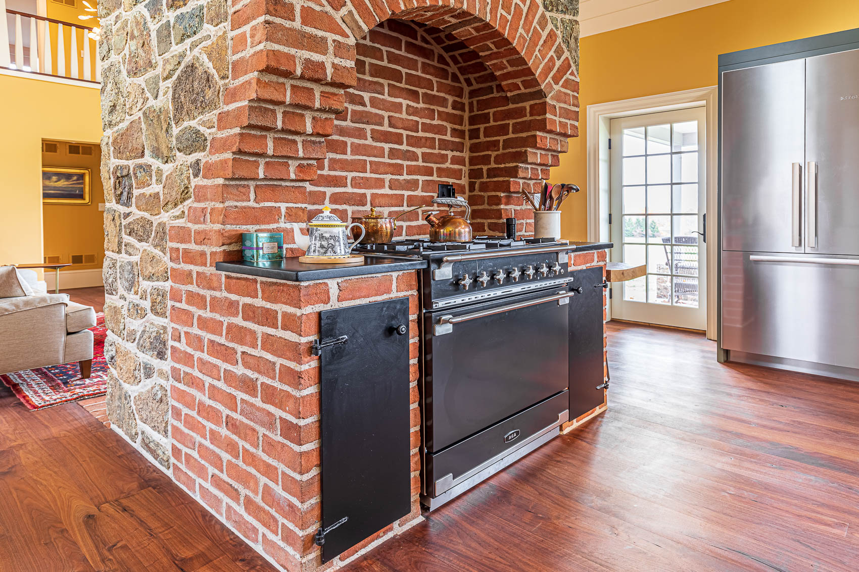 Stove and fireplace in an olde bulltown home